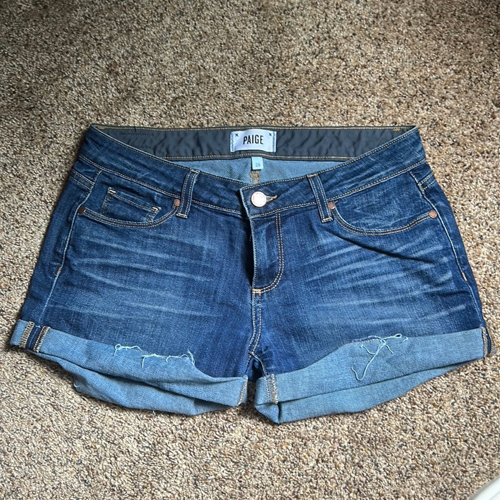 PAIGE Jimmy Jimmy Short Cuffed Jean  Women’s  Size 26 Blue Denim